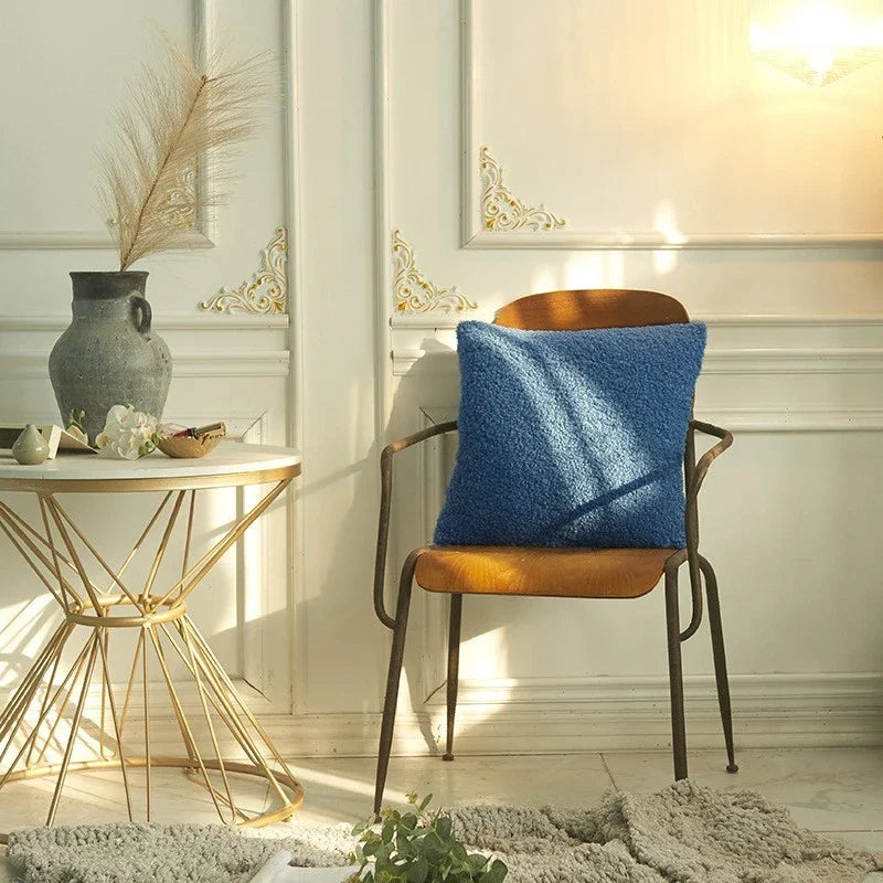 Axyaa Nordic Plush Pillow Cover 45x45cm Cozy Faux Fur Teddy Decorative Pillow Home deco