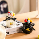 Axyaa Ceramic Stainless Steel Fruit Fork Set with Cute Fruit Sign Storage Jar.