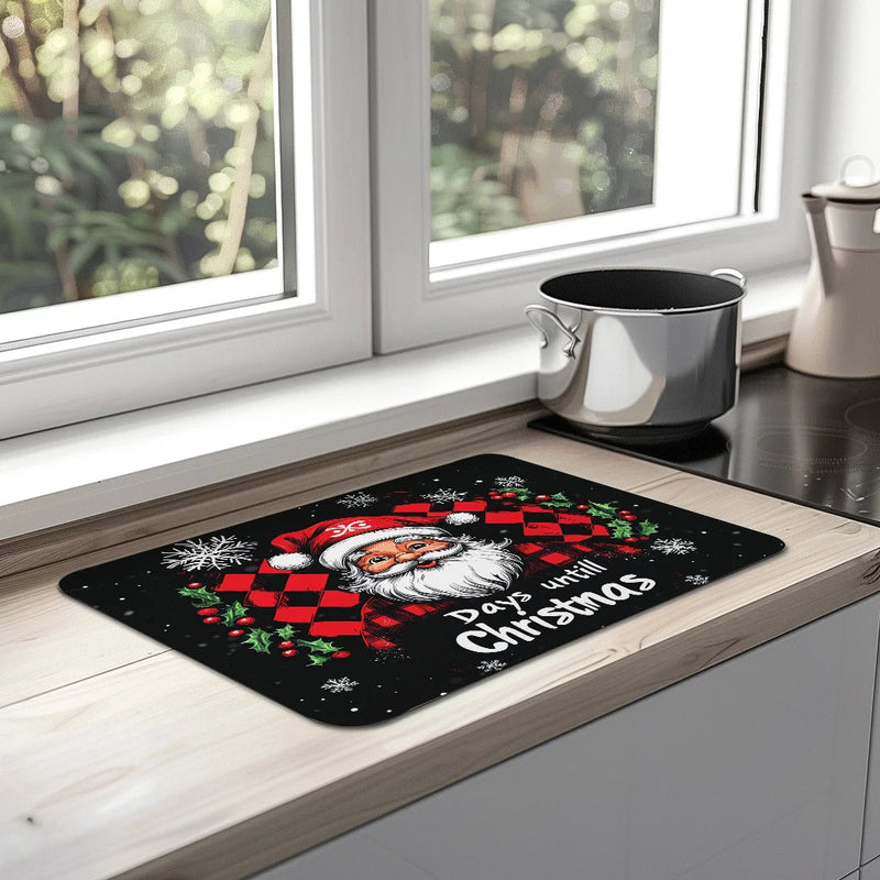 Axyaa Santa Kitchen Draining Mat - Quick Dry Dish Drainer Mat - Absorbent Countertop Drying Pad