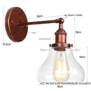 Axyaa Red Bronze LED Wall Lamp with Pull Chain Switch and Clear Glass