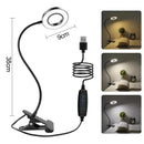 Axyaa LED Clamp Desk Lamp 3 Color 10 Brightness Flexible Gooseneck Book Light