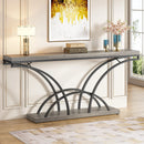 Axyaa 70.9" Gray Console Table with Wood Top, Modern Entryway Accent Furniture