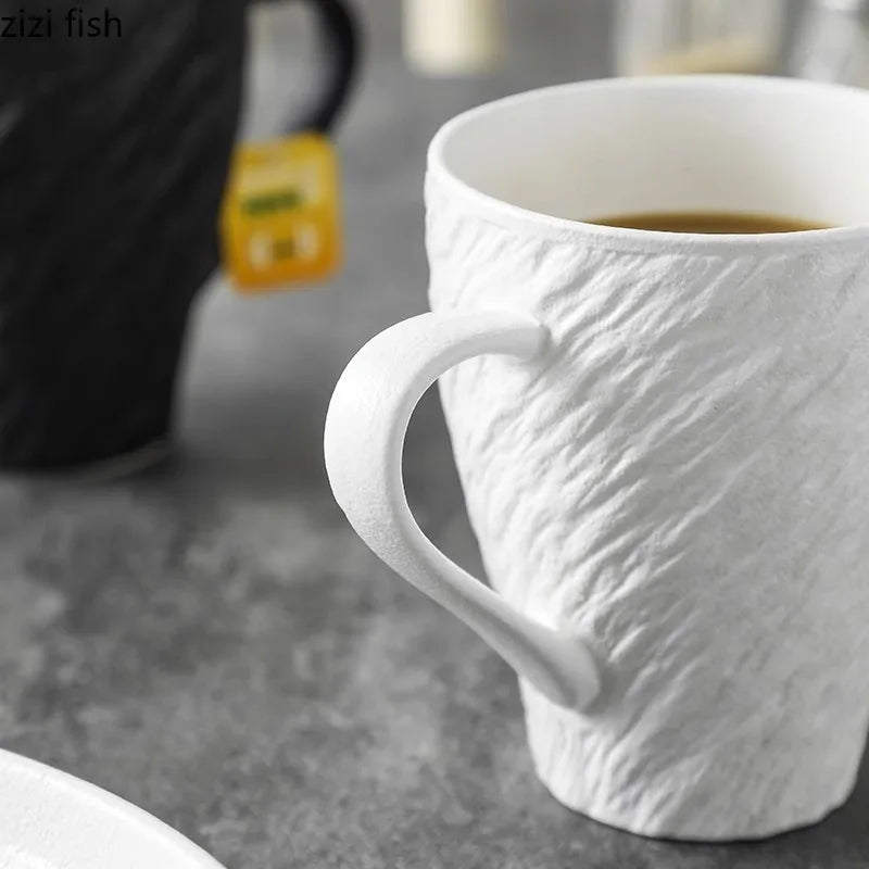 Axya Rock Texture Ceramic Mug - Solid Color Breakfast Cup, Tea Cup, Juice Cup