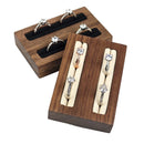 Axyaa Double-Slot Walnut Ring Display Stand - Solid Wood Jewelry Storage Plate