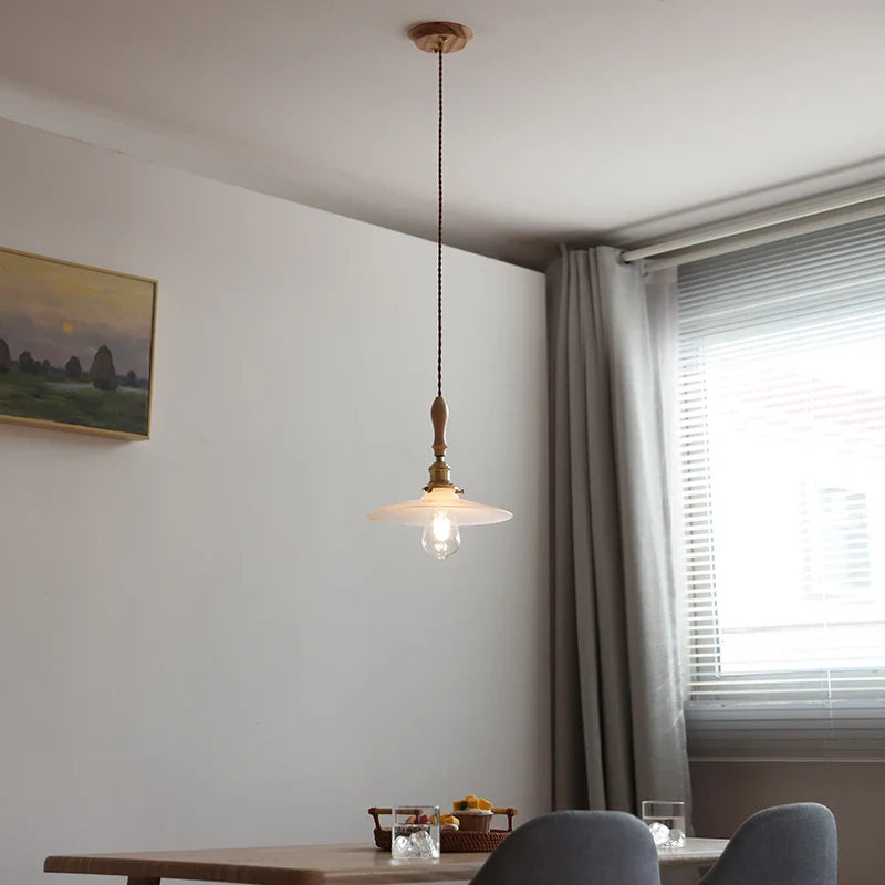 Axyaa White Glass Pendant Light for Bedroom Living Dining Room Chandelier LED Hang Lamp