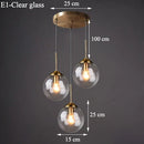 Axyaa Vintage Glass Globe Pendant Light Trio in Clear, Smoke Gray, or Amber