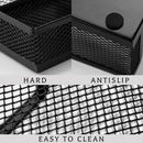 Axyaa Mesh Pen Holder for Desk, 3 Compartments Black Pencil Organizer