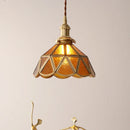 Axyaa Amber Glass LED Pendant Light, Nordic Copper Suspension Luminaire