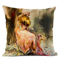 Axyaa Dancing Girl Oil Painting Decorative Pillow Cover 45x45cm
