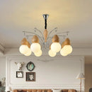 Axyaa Walnut Solid Wood Chandelier: New Chinese Style Lighting for Living, Dining, and Bedroom