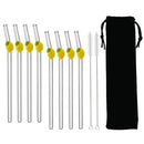 Axyaa Lemon Shaped Glass Drinking Straws Set with Brush Bag - Bar Drinkware
