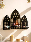 Gothic Wooden Arch Wall Decor Set by Axyaa - Rustic Spooky Home Accents