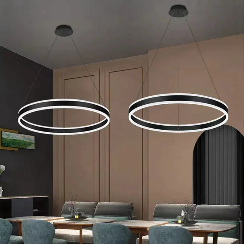 Axyaa Nordic Ring LED Chandelier for Dining Living Room Kitchen Island Pendant Lamp