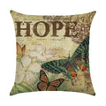 Axyaa Linen Butterfly Flower Sofa Cushion Cover 45*45 - Home Decor Printed Pillow Case