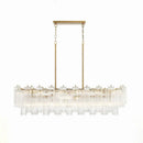 Axyaa Gold Silver Glass Tube Chandelier - Elegant Pendant Light for Dining Room