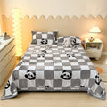 Axyaa Cartoon Panda Flannel Blanket Set with Pillowcases for Sofa Bed Bedspread