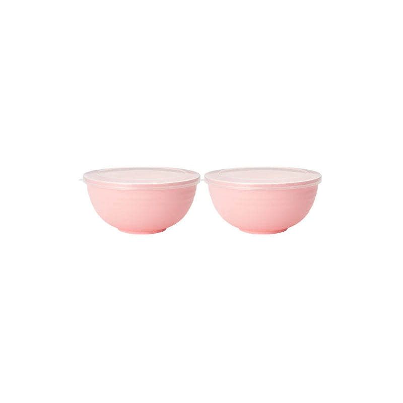 Axyaa Pink Plastic Bowls with Lids - Set of 4 - Reusable for Home, Kitchen, and On-the-Go