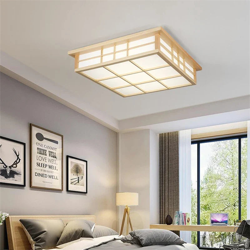 Axya Wooden Square LED Ceiling Light for Modern Living Room or Kitchen