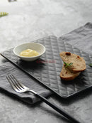 Axyaa Matte Geometric Diamond Square Bread Plate - Ideal for Dim Sum and Breakfast