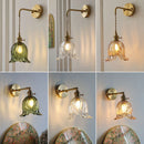 Axyaa Vintage Brass Wall Sconce with Adjustable Glass Lampshade