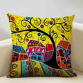 Axyaa Scenic Illustration Cushion Cover 45x45cm for Home Art Decoration