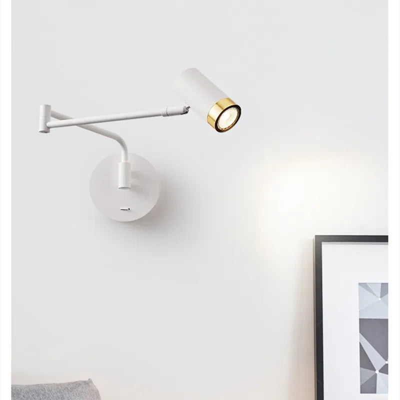 Axya Adjustable Swing Arm LED Wall Lamp with Touch Sensor - Modern Home Sconce Lighting