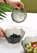 Axyaa Glass Fruit Salad Plate - Gold-Plated Household Tableware Bowl