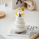 White Ceramic Geometric Vase Set for Home Decor and Centerpiece - Axyaa