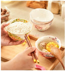 Axyaa Chinese Ceramic Rice Bowls Set - High-End Tableware and Beautiful Small Bowls