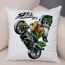 Axyaa Extreme Sports Motorcycle Pattern Cushion - Cartoon Design for Home & Car