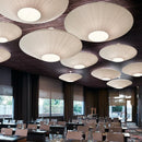 Axyaa Nordic Round White Fabric Planted Ceiling Light LED