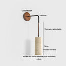 Axyaa LED Wall Lamp Switch Yellow Travertine Stone Black Iron Wabi Sabi Light