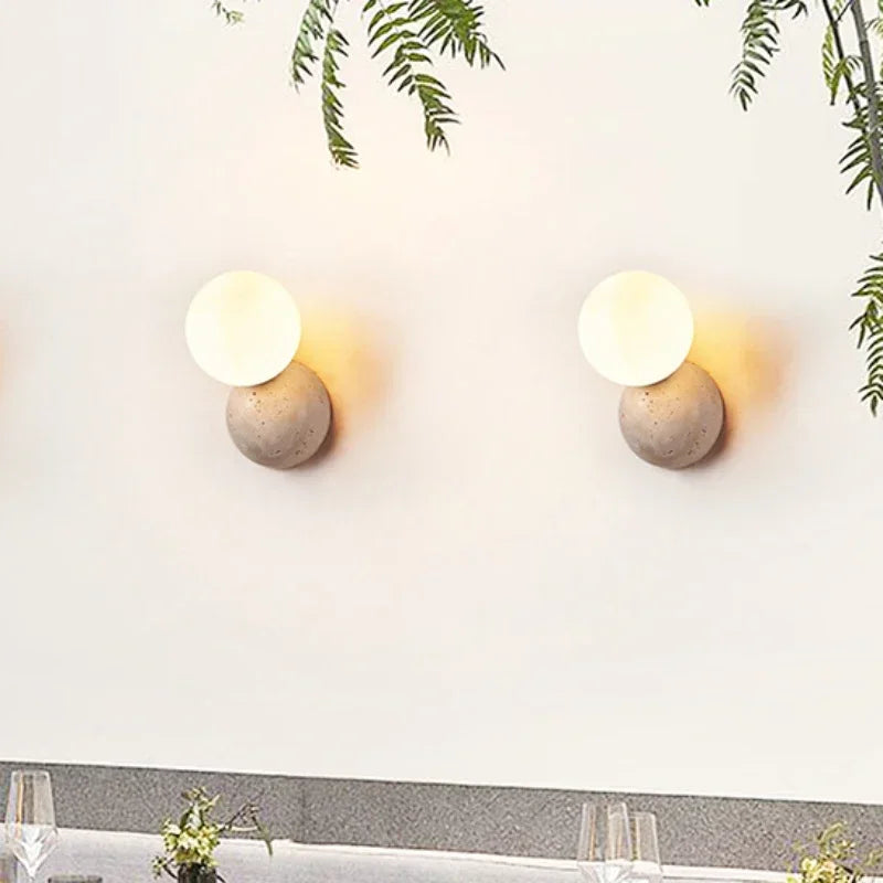 Axyaa Cave Stone Wall Led Wall Lamp - Creative Nordic Round Lighting for Bedroom