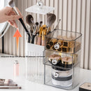 Axyaa Auto Lift Makeup Organizer: Dustproof Cosmetic Storage for Brushes, Lipsticks, Eyeshadow