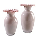Axyaa Pink Glass Vase Pleated Lace Home Decor Hydroponic Terrarium