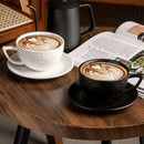 Axyaa Frosted Stone Ceramic Latte Flower Cup - Retro Luxury Black & White Mug