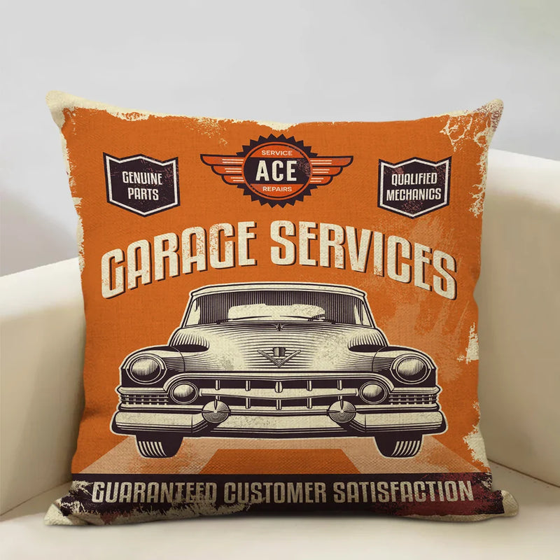 Axyaa Classic Cars Print Cushion Cover 45X45CM Pillowcase Linen Throw Pillow
