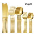 Axyaa 30-Piece Stainless Steel Tableware Set with Golden Waist Design