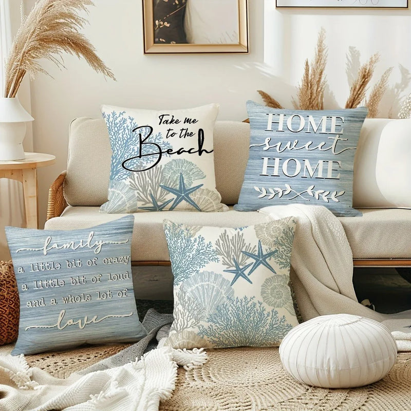 Axyaa Coral Starfish Print Pillowcase for Home Decoration