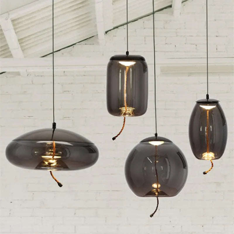 Axyaa Nordic Glass Knot Pendant Chandelier for Modern Bedroom Lighting