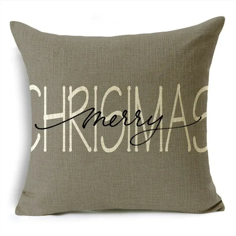 Axyaa Christmas Throw Pillow Covers - Zigzag Reindeer Red Pillowcase