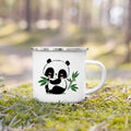 Axyaa Flower Panda Enamel Water Cup with Handle - Kid's Creative Drink Mug