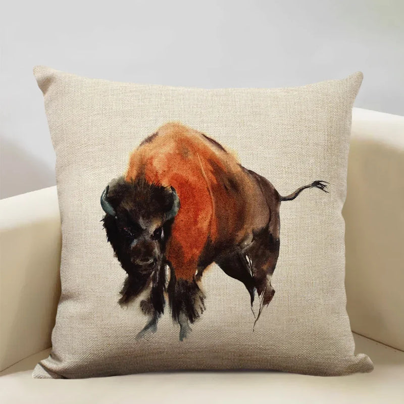 Axyaa Animal Horse Chicken Lizard Cow Antelope Pillow Case