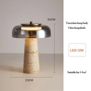 Axyaa Mushroom Travertine LED Table Lamp - Modern Cave Stone Desk Lighting