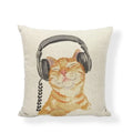 Axyaa Cartoon Cat Linen Cushion Cover - Home Decor Essential for Sofa, Living Room, or Bed