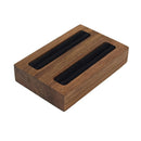 Axyaa Double-Slot Walnut Ring Display Stand - Solid Wood Jewelry Storage Plate
