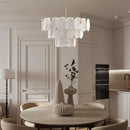 Axyaa Brass Alabaster Marble Round Chandelier Living Room Pendant Ring Lamp