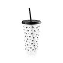 Axyaa Bow Design Reusable Plastic Water Cup with Straw Lid - Portable Drinkware Mug