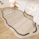 Axyaa Plush Cream Style Bedroom Rug: Irregular Shapes, Thick, Fluffy, Soft, Lounge Mat