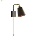 Axyaa Loft Wood LED Wall Light Fixture Vintage Walnut Bedside Lamp